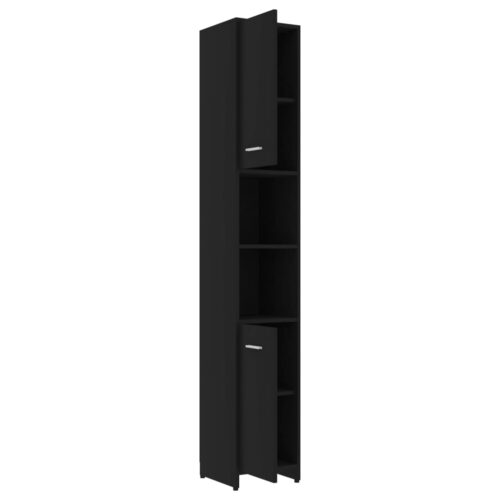 Bathroom Cabinet Black 30x30x183.5cm Engineered Wood - Image 5