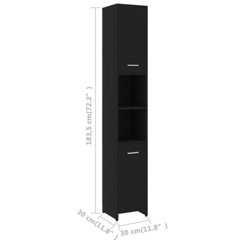 Bathroom Cabinet Black 30x30x183.5cm Engineered Wood - Image 9