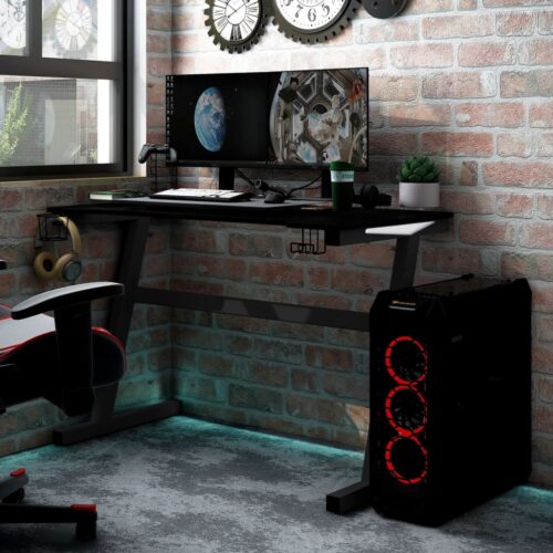 Gaming Desk LED with Z Shape Legs Black 90x60x75cm - Image 2