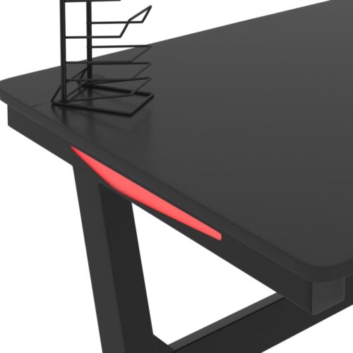 Gaming Desk LED with Z Shape Legs Black 90x60x75cm - Image 12