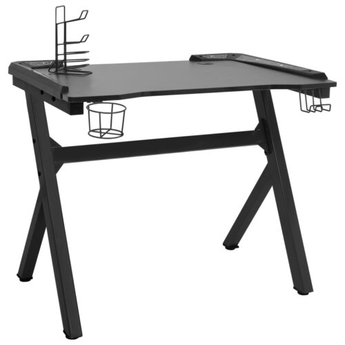 Gaming Desk LED with Y Shape Black 90x60x75cm - Image 3