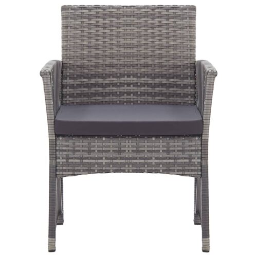Garden Armchairs with Cushions 2pcs Grey Poly Rattan - Image 3