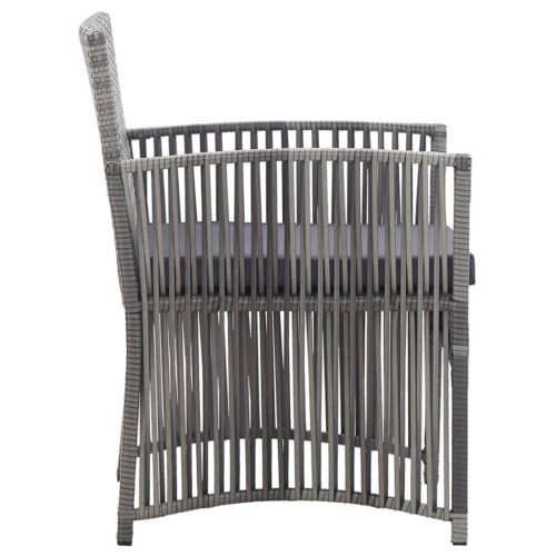 Garden Armchairs with Cushions 2pcs Grey Poly Rattan - Image 4