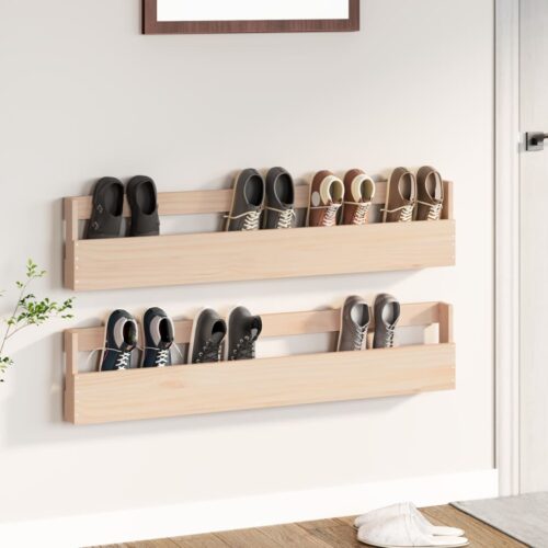 Wall-Mounted Shoe Racks 2pcs 110x9x23cm Solid Wood Pine - Image 2