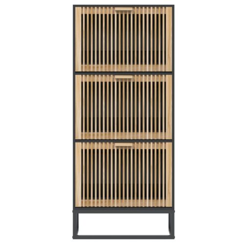 Shoe Cabinet Black 52x25x120cm Engineered Wood - Image 4