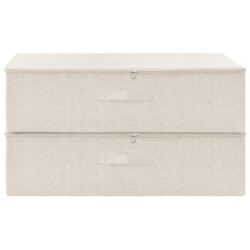 2pcs Fabric Storage Boxes 70x40x18cm Cream - Image 3