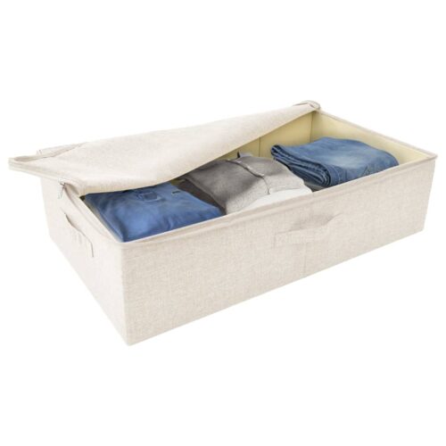 2pcs Fabric Storage Boxes 70x40x18cm Cream - Image 8
