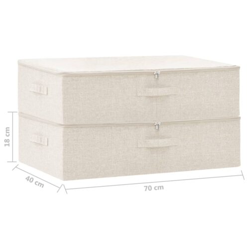2pcs Fabric Storage Boxes 70x40x18cm Cream - Image 11