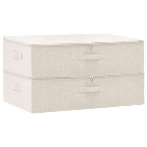 2pcs Fabric Storage Boxes 70x40x18cm Cream - Image 12