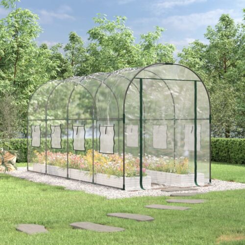 Greenhouse Transparent 160x400x190cm PVC Powder-coated Steel - Image 2