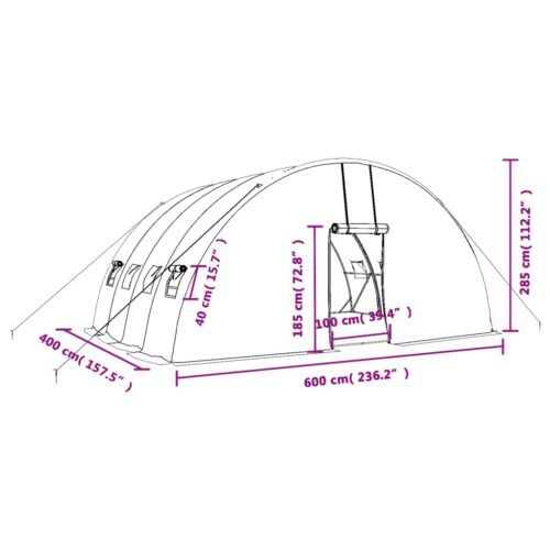 Greenhouse with Steel Frame White 6x4x2.85m - Image 12