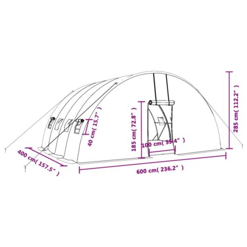 Steel Greenhouse Walk-in Tunnel Plant Garden Shed Grow House Dome Green 6x4x2.85m - Image 12