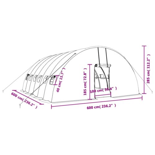 Steel Greenhouse Walk-in Tunnel Plant Garden Shed Grow House Dome Green 6x6x2.85m - Image 12
