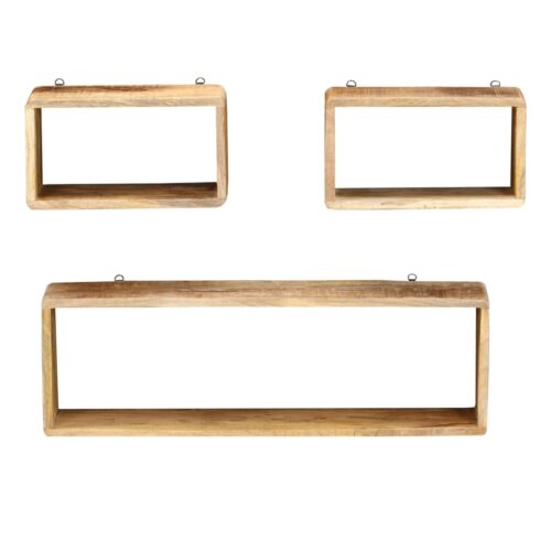 3-Piece Wall Cube Shelf Set Soild Mango Wood - Image 2