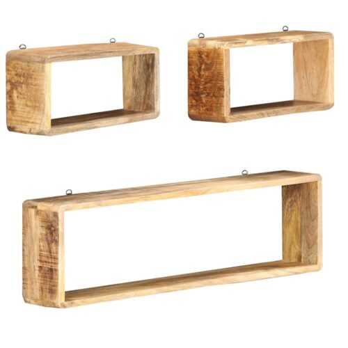 3-Piece Wall Cube Shelf Set Soild Mango Wood - Image 6