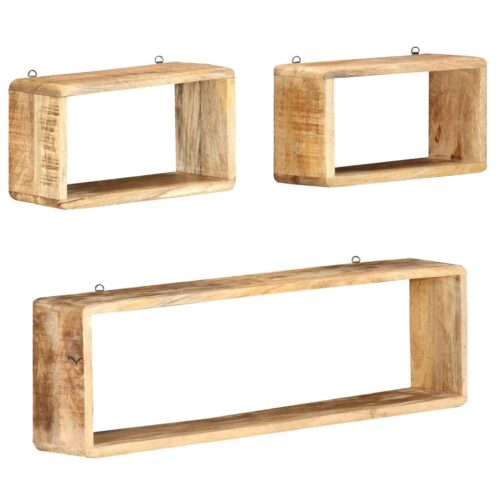 3-Piece Wall Cube Shelf Set Soild Mango Wood - Image 7