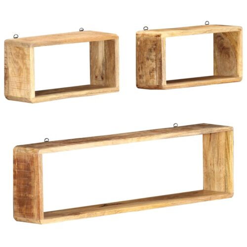 3-Piece Wall Cube Shelf Set Soild Mango Wood - Image 8