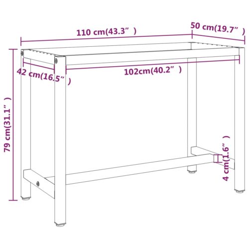 Work Bench Frame Matte Black Matte Red 110x50x79cm Metal - Image 8