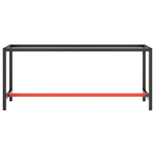Work Bench Frame Matte Black Matte Red 190x50x79cm Metal - Image 3