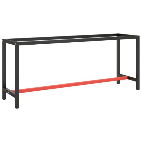Work Bench Frame Matte Black Matte Red 190x50x79cm Metal - Image 9