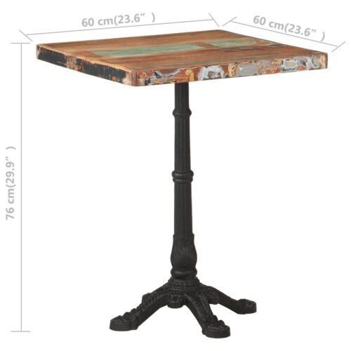 Bistro Table 60x60x76cm Solid Reclaimed Wood - Image 6