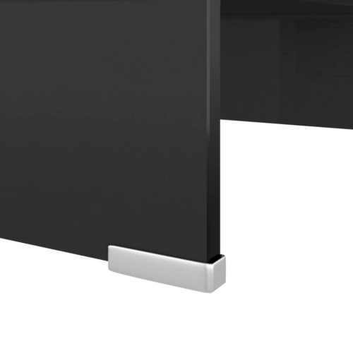 TV Stand Monitor Riser Glass Black 40x25x11cm - Image 5
