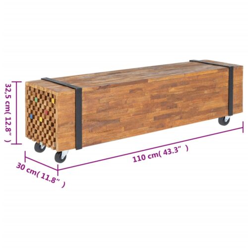 TV Stand 110x30x32.5cm Solid Teak Wood - Image 8