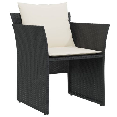 Garden Chair with Footstool Black Poly Rattan Wicker Outdoor Patio Furniture - Image 4