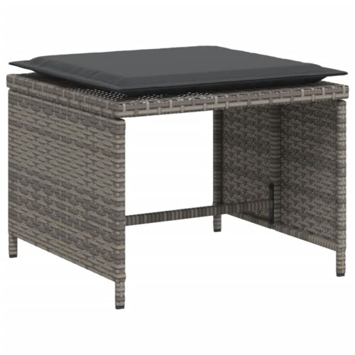 Garden Chair with Footstool Grey Poly Rattan Wicker Outdoor Patio Furniture - Image 6