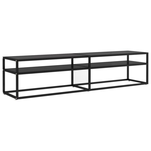 TV Cabinet Black 180x40x40.5cm Tempered Glass - Image 2