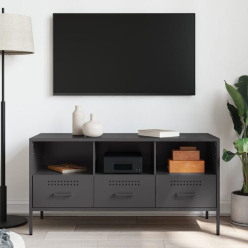 TV Cabinet Black 100.5x39x50.5cm Steel - Image 3