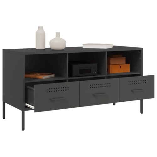 TV Cabinet Black 100.5x39x50.5cm Steel - Image 5