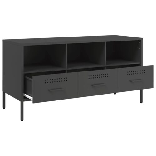 TV Cabinet Black 100.5x39x50.5cm Steel - Image 9