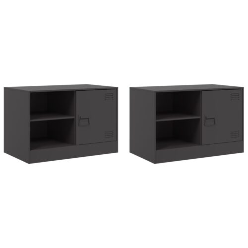 TV Cabinets 2pcs Black 67x39x44cm Steel - Image 2