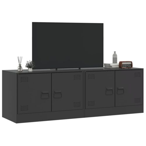 TV Cabinets 2pcs Black 67x39x44cm Steel - Image 4
