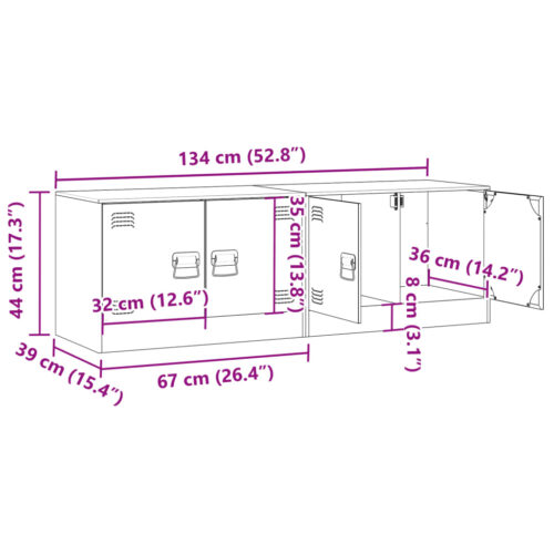 TV Cabinets 2pcs Black 67x39x44cm Steel - Image 12