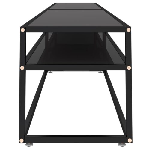 TV Cabinet Black 220x40x40.5cm Tempered Glass - Image 4