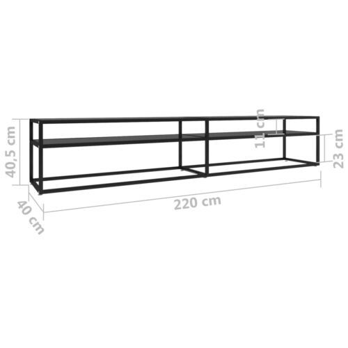 TV Cabinet Black 220x40x40.5cm Tempered Glass - Image 6