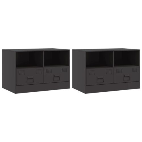 TV Cabinets 2pcs Black 67x39x44cm Steel - Image 2