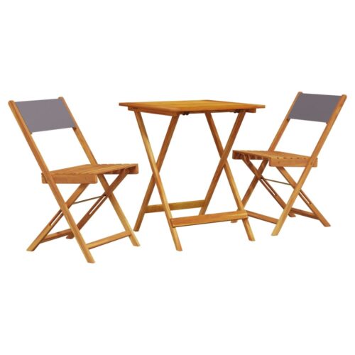 3-Piece Bistro Set Anthracite Fabric Wood Timber Outdoor Patio Furniture - Image 13