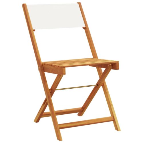 3-Piece Bistro Set Cream White Fabric Wood Timber Outdoor Patio Furniture - Image 3