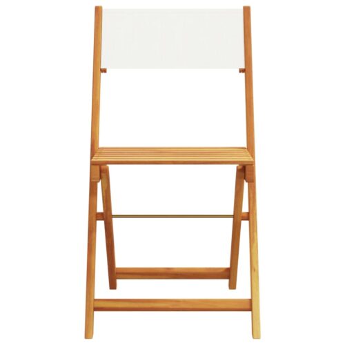 3-Piece Bistro Set Cream White Fabric Wood Timber Outdoor Patio Furniture - Image 4