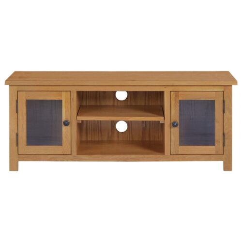 TV Cabinet 110x35x44cm Solid Oak Wood - Image 3