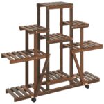 Flower Stand with Wheels 110x25x101cm Solid Wood Fir