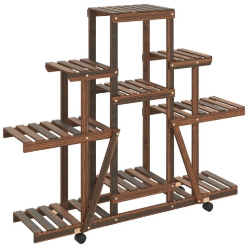 Flower Stand with Wheels 110x25x101cm Solid Wood Fir