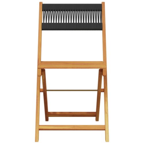 3-Piece Bistro Set Black Polypropylene Wood Timber Outdoor Patio Furniture - Image 4