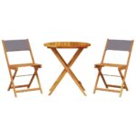 3-Piece Bistro Set Anthracite Fabric Wood Timber Outdoor Patio Furniture