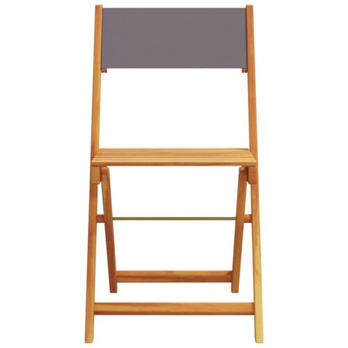 3-Piece Bistro Set Anthracite Fabric Wood Timber Outdoor Patio Furniture - Image 4