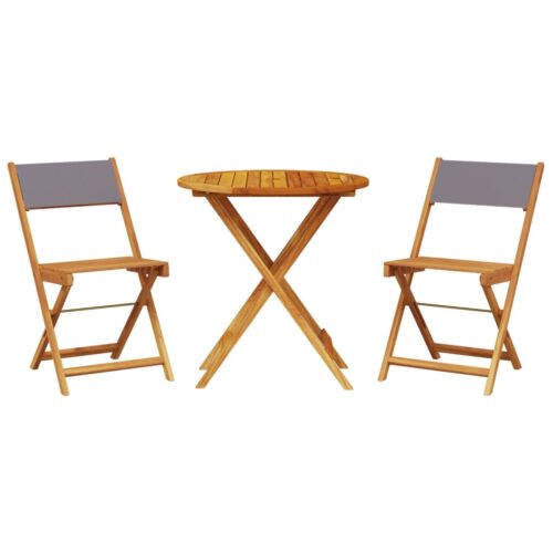 3-Piece Bistro Set Anthracite Fabric Wood Timber Outdoor Patio Furniture - Image 13