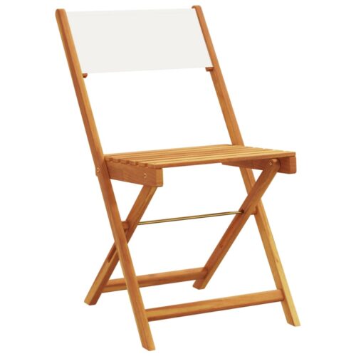 3-Piece Bistro Set Cream White Fabric Wood Timber Outdoor Patio Furniture - Image 3
